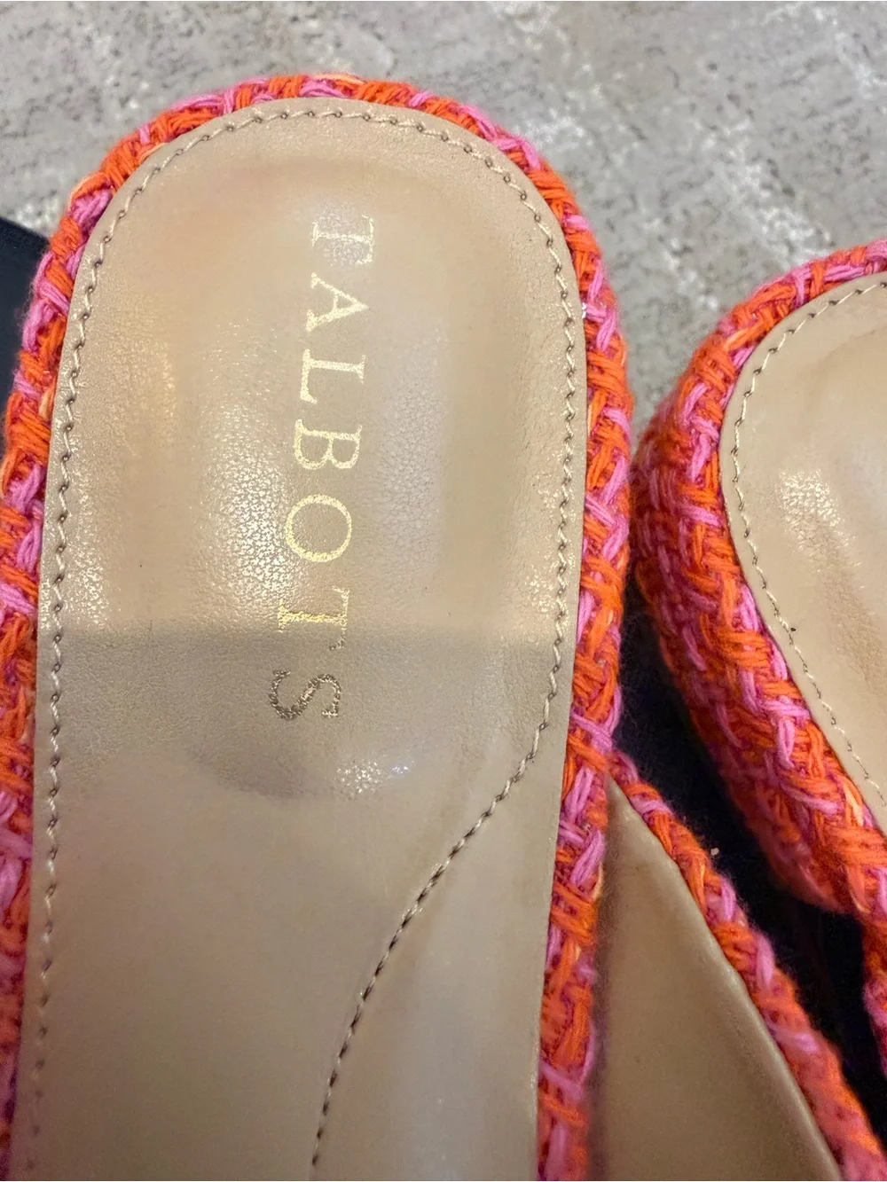 Talbots Orange and Pink Woven Mary Jane Mule